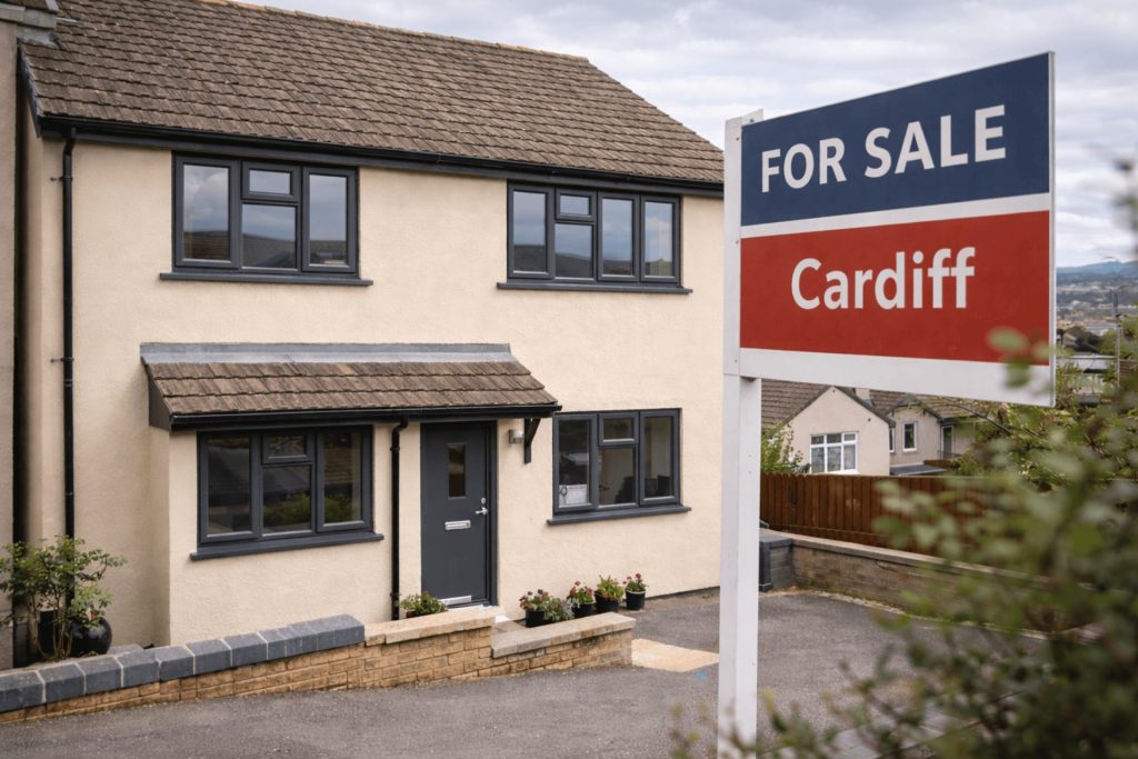 A house for sale in Cardiff where they have hired a UPVC window painting company