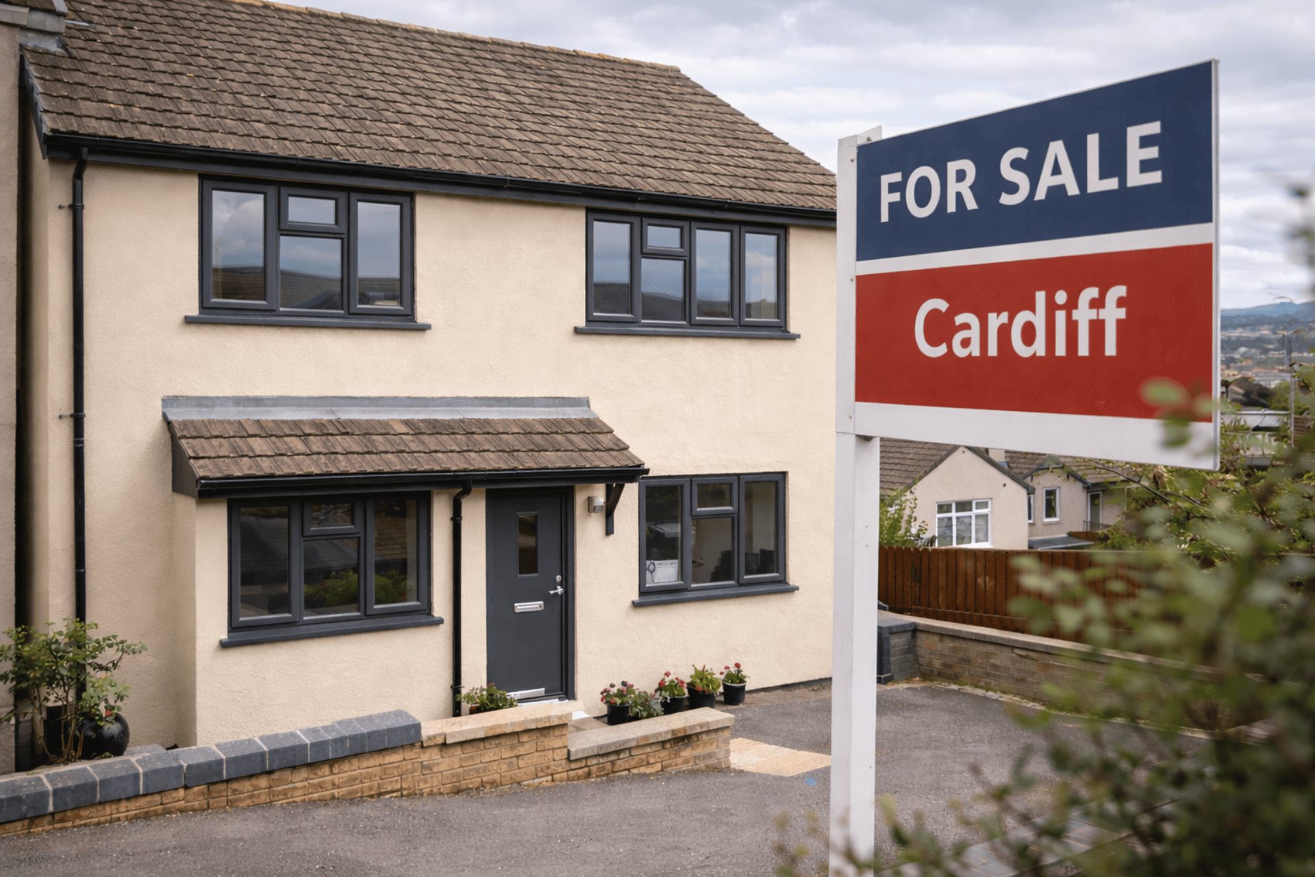A house for sale in Cardiff where they have hired a UPVC window painting company